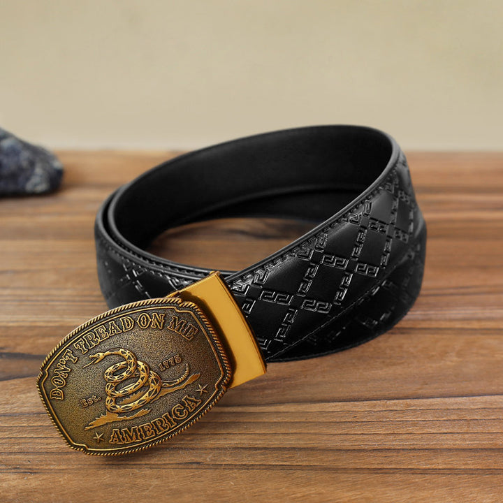 Cintura in pelle con fibbia automatica "Fai da te Snake Attitude" da uomo - Bronzo antico - Cintura modello diamante nero (40) - image 3