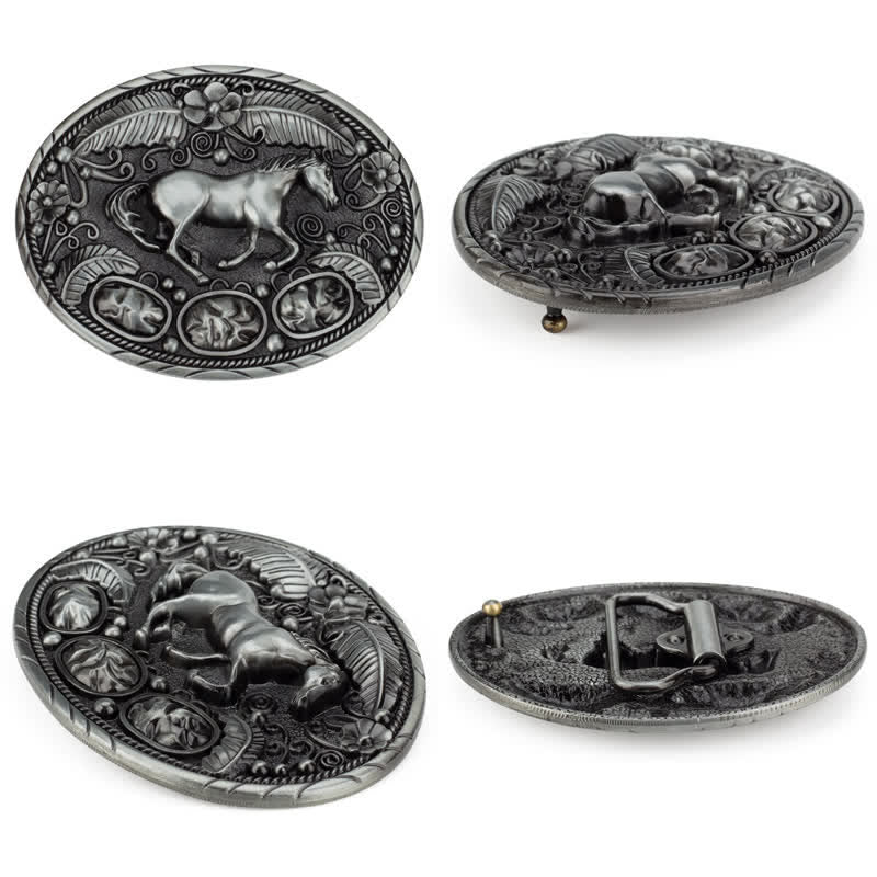 Cintura in pelle con fibbia in rilievo a forma di aquila e cavallo fai da te da uomo