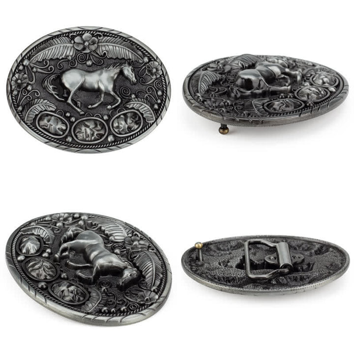 Cintura in pelle con fibbia in rilievo a forma di aquila e cavallo fai da te da uomo