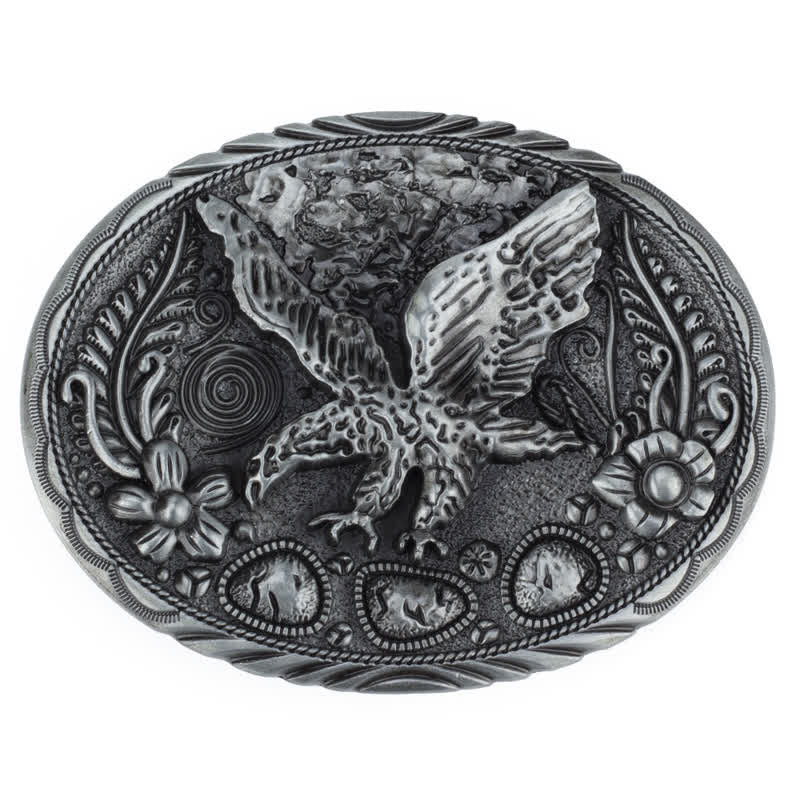 Cintura in pelle con fibbia in rilievo a forma di aquila e cavallo fai da te da uomo