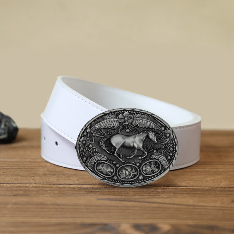 Cintura in pelle con fibbia in rilievo a forma di aquila e cavallo fai da te da uomo