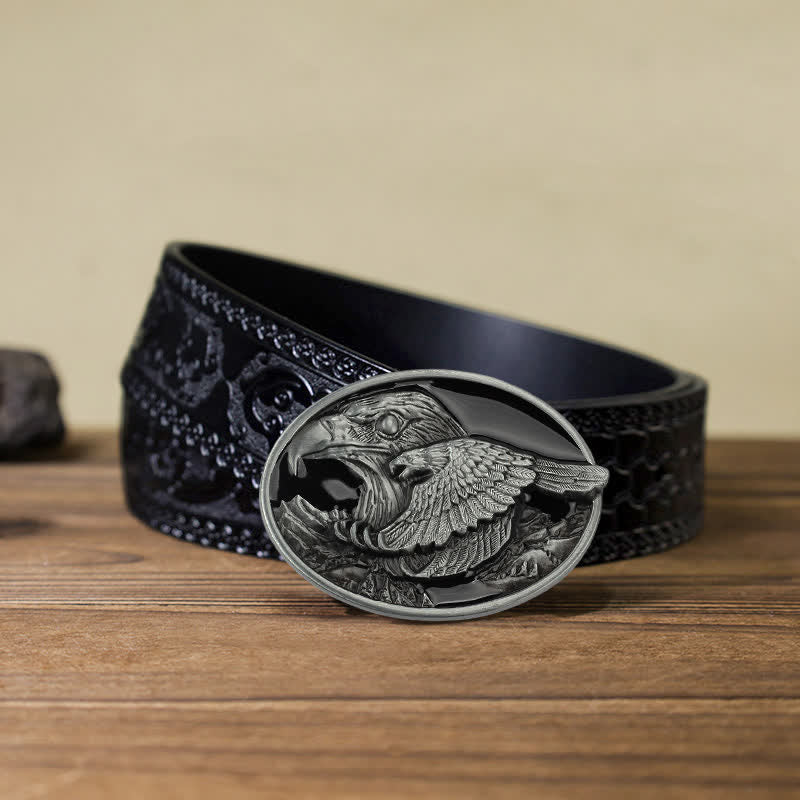 Cintura in pelle con fibbia goffrata Double Eagle fai da te da uomo
