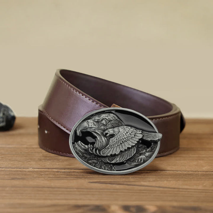 Cintura in pelle con fibbia goffrata Double Eagle fai da te da uomo