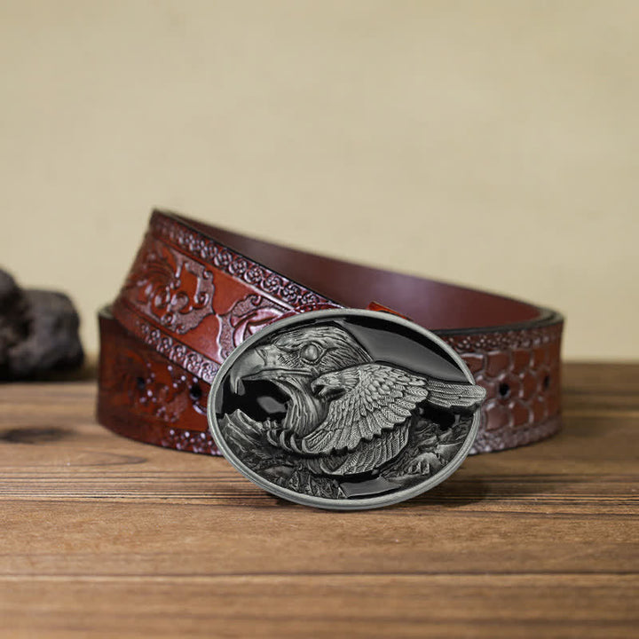 Cintura in pelle con fibbia goffrata Double Eagle fai da te da uomo