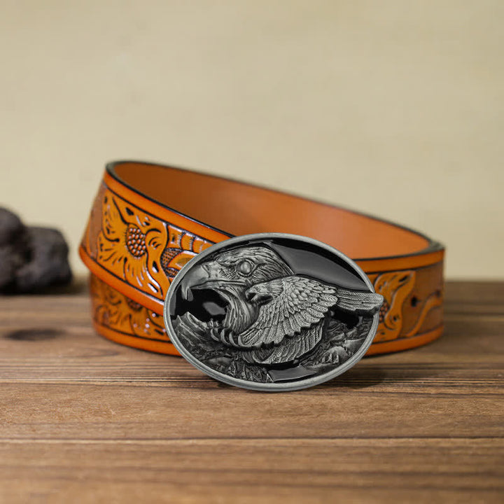 Cintura in pelle con fibbia goffrata Double Eagle fai da te da uomo