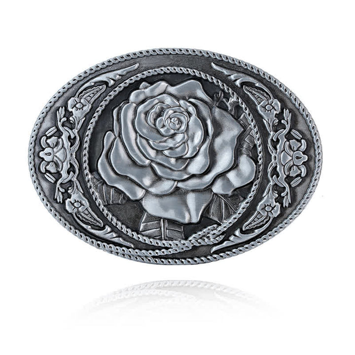 Cintura in pelle con fibbia a rosa western alla moda fai da te da uomo