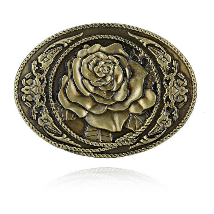 Cintura in pelle con fibbia a rosa western alla moda fai da te da uomo