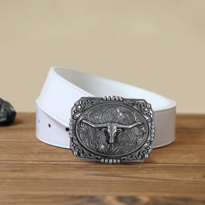 Cintura in pelle fai da te da uomo con fibbia a forma di testa di toro Longhorn