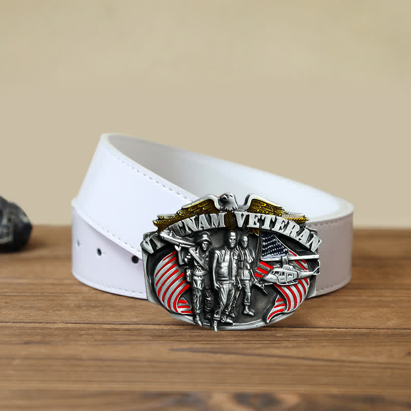 Cintura in pelle fai da te con fibbia da veterano del Vietnam da uomo