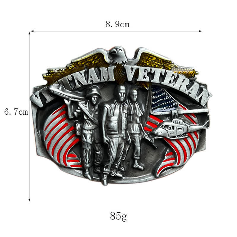Cintura in pelle fai da te con fibbia da veterano del Vietnam da uomo