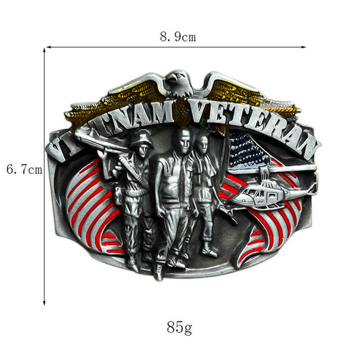 Cintura in pelle fai da te con fibbia da veterano del Vietnam da uomo