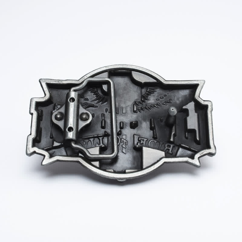 Cintura in pelle con fibbia Wings per motociclista fai da te da uomo Live To Ride
