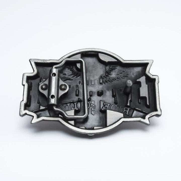 Cintura in pelle con fibbia Wings per motociclista fai da te da uomo Live To Ride