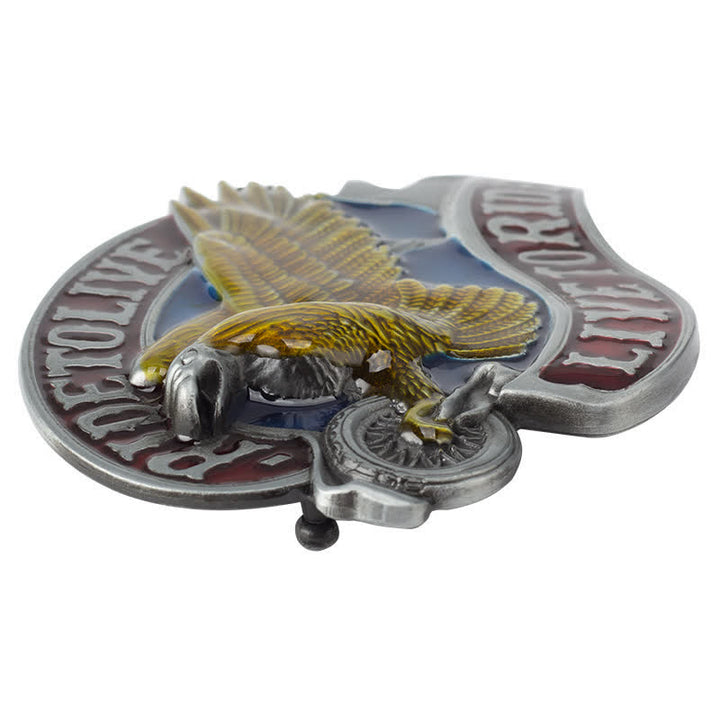 Cintura in pelle con fibbia "Eagle On Wheels Live to Ride" fai da te da uomo