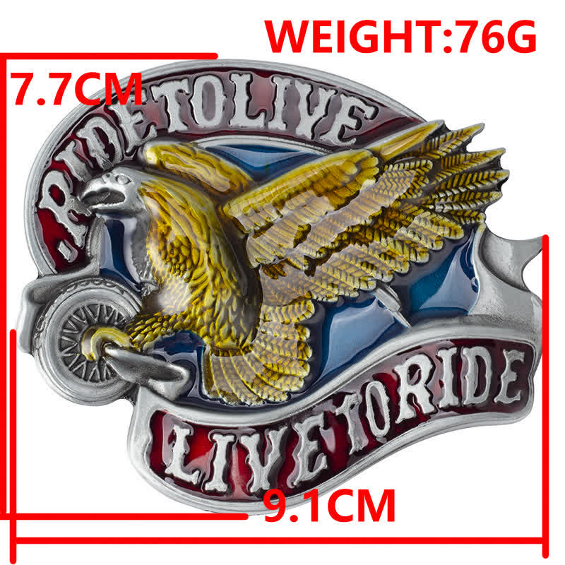 Cintura in pelle con fibbia "Eagle On Wheels Live to Ride" fai da te da uomo