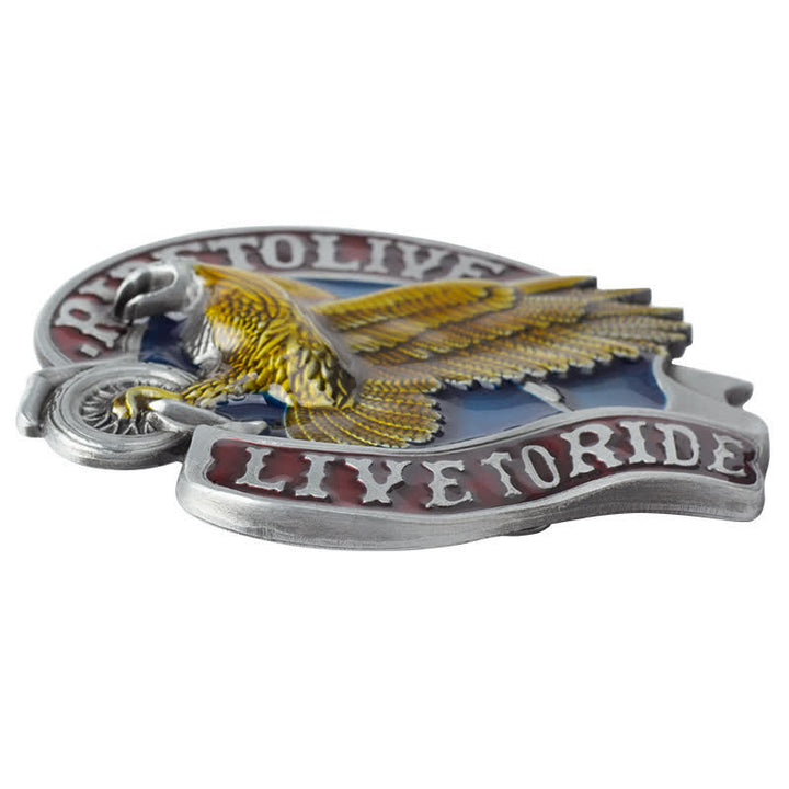 Cintura in pelle con fibbia "Eagle On Wheels Live to Ride" fai da te da uomo