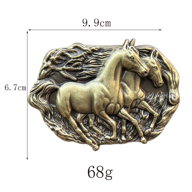 Cintura in pelle con fibbia Wild Running Horses fai da te da uomo