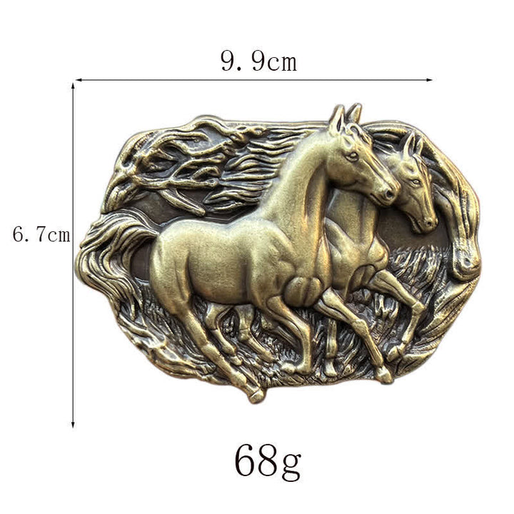 Cintura in pelle con fibbia Wild Running Horses fai da te da uomo