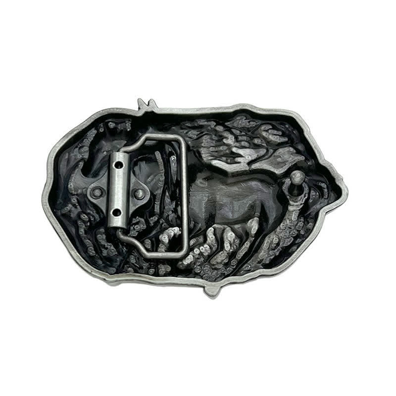 Cintura in pelle con fibbia Wild Running Horses fai da te da uomo