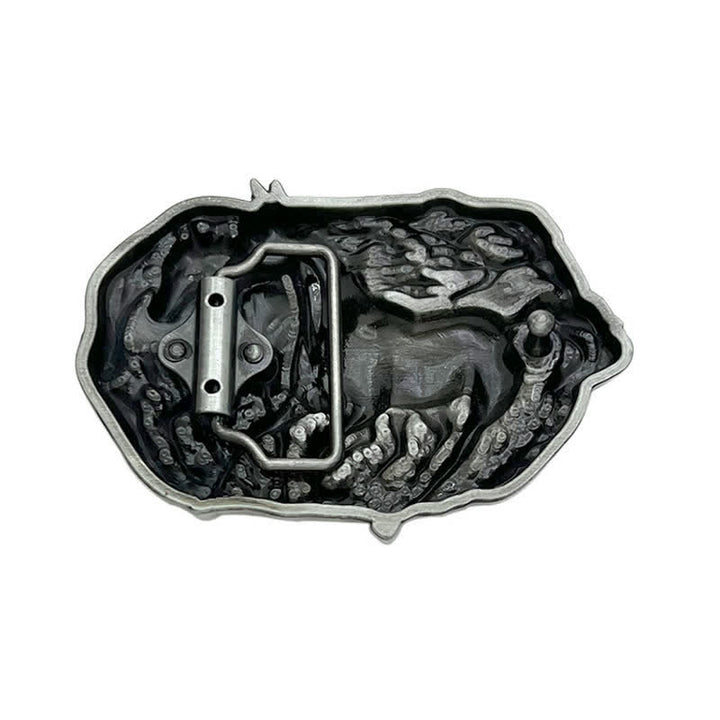 Cintura in pelle con fibbia Wild Running Horses fai da te da uomo