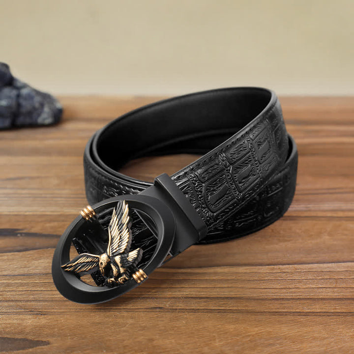 Cintura in pelle con fibbia automatica fai da te Eagle Black Hollow da uomo - Oro - Cintura con motivo serpente nero (40) - image 7