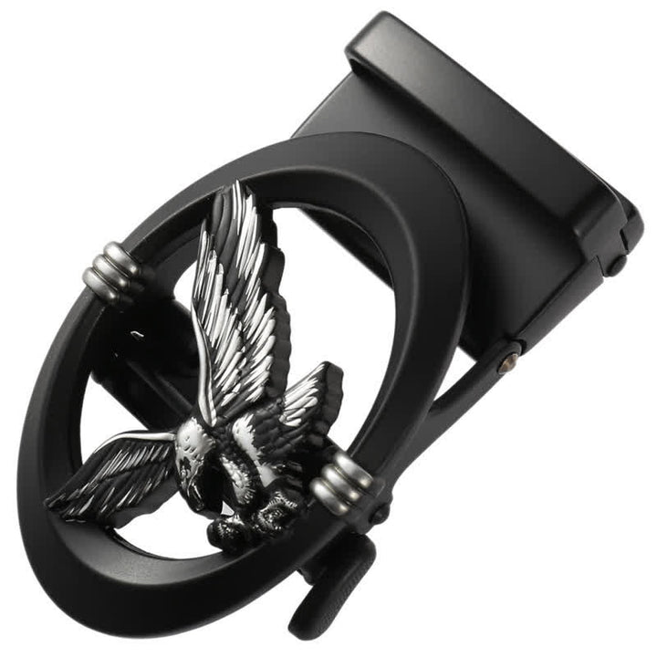 Cintura in pelle con fibbia automatica fai da te Eagle Black Hollow da uomo - Argento - Senza cintura - image 10