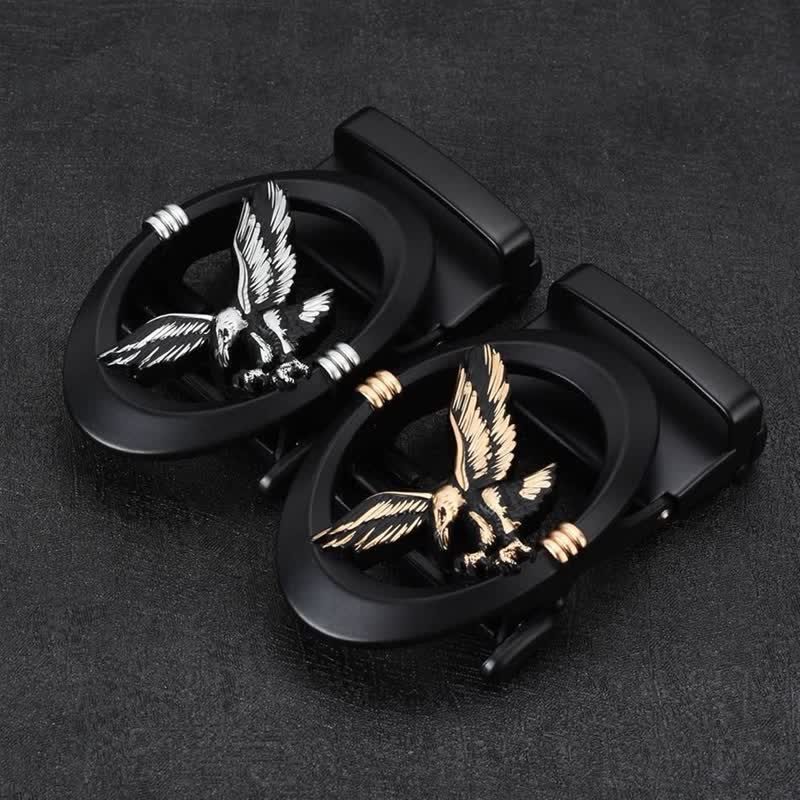 Cintura in pelle con fibbia automatica fai da te Eagle Black Hollow da uomo - image 0