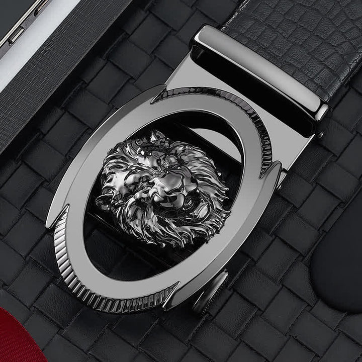 Cintura in pelle con fibbia automatica cava da uomo Lion Business