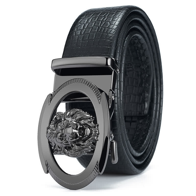 Cintura in pelle con fibbia automatica cava da uomo Lion Business - Nero - 46 - image 0