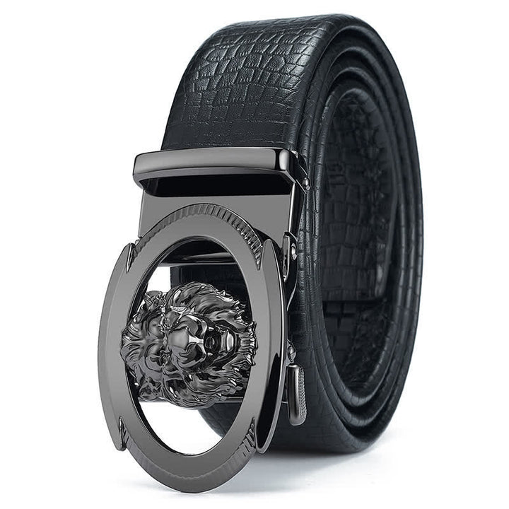 Cintura in pelle con fibbia automatica cava da uomo Lion Business - Nero - 46 - image 0