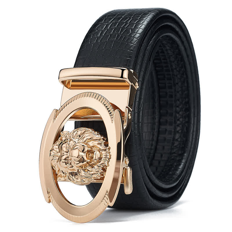 Cintura in pelle con fibbia automatica cava da uomo Lion Business