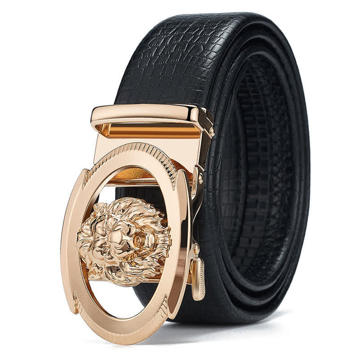 Cintura in pelle con fibbia automatica cava da uomo Lion Business