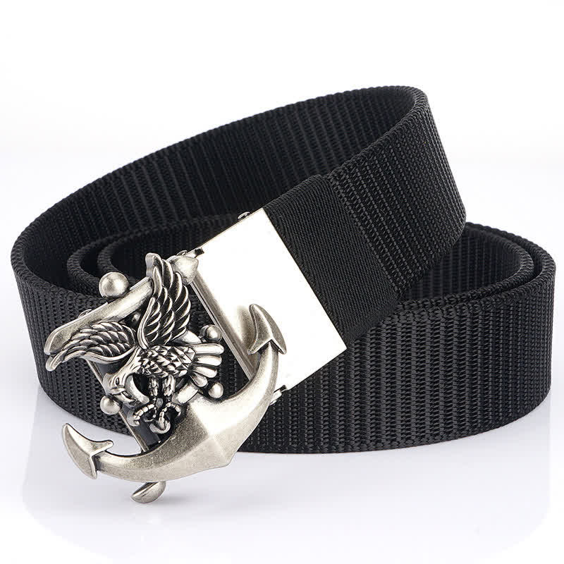 Cintura in nylon con ancora e aquila da uomo - Nero / Argento - 48" - image 16