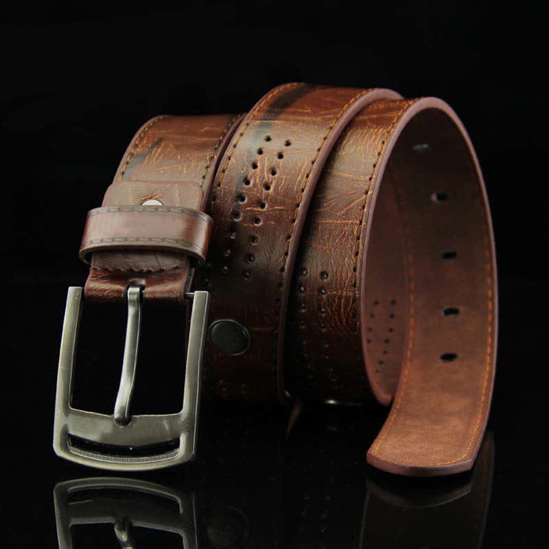 Cintura in pelle anticata con rivetti punk casual da uomo
