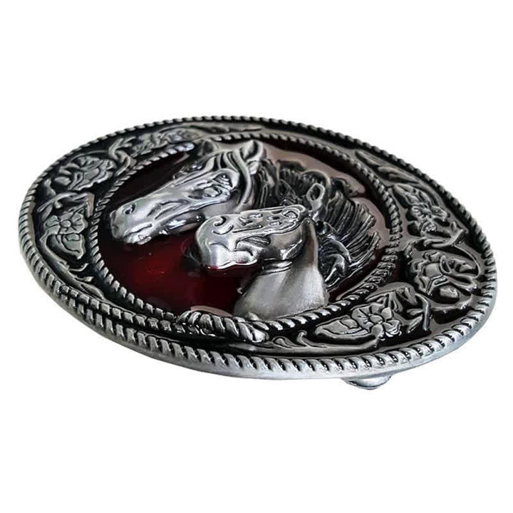 Cintura in pelle con fibbia smaltata fai da te a forma di cavallo e puledro da uomo