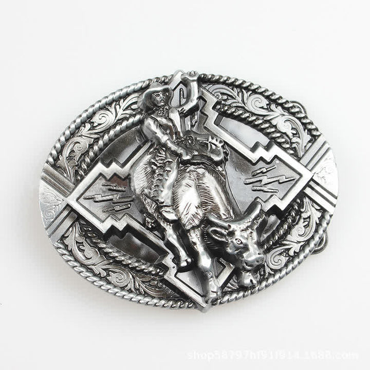 Cintura in pelle con fibbia da rodeo bull rider fai da te da uomo
