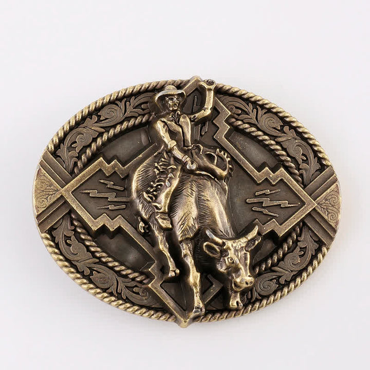 Cintura in pelle con fibbia da rodeo bull rider fai da te da uomo