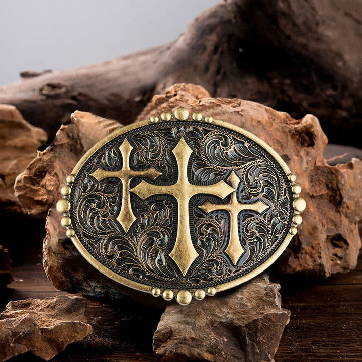 Cintura in pelle con fibbia Attitude Three Crosses fai da te da uomo