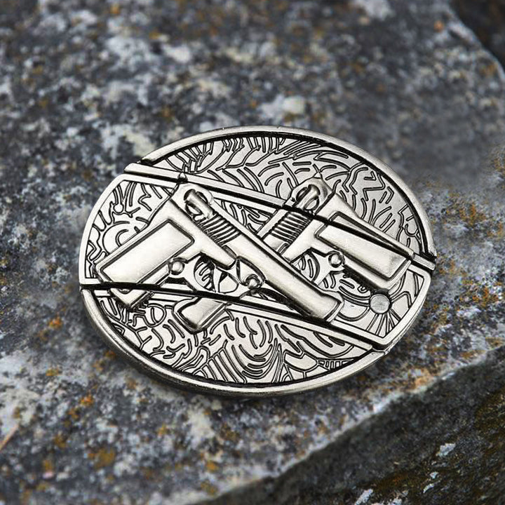 Cintura in pelle da uomo con doppia pistola e coltello pieghevole