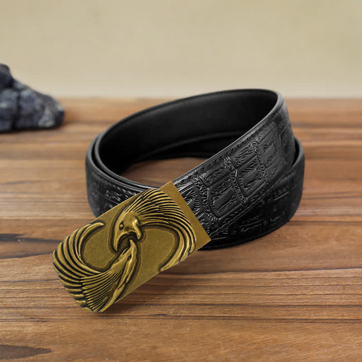 Cintura in pelle con fibbia automatica Double Eagles fai da te da uomo - Aquile doppie - Cintura con motivo serpente nero (40) - image 4
