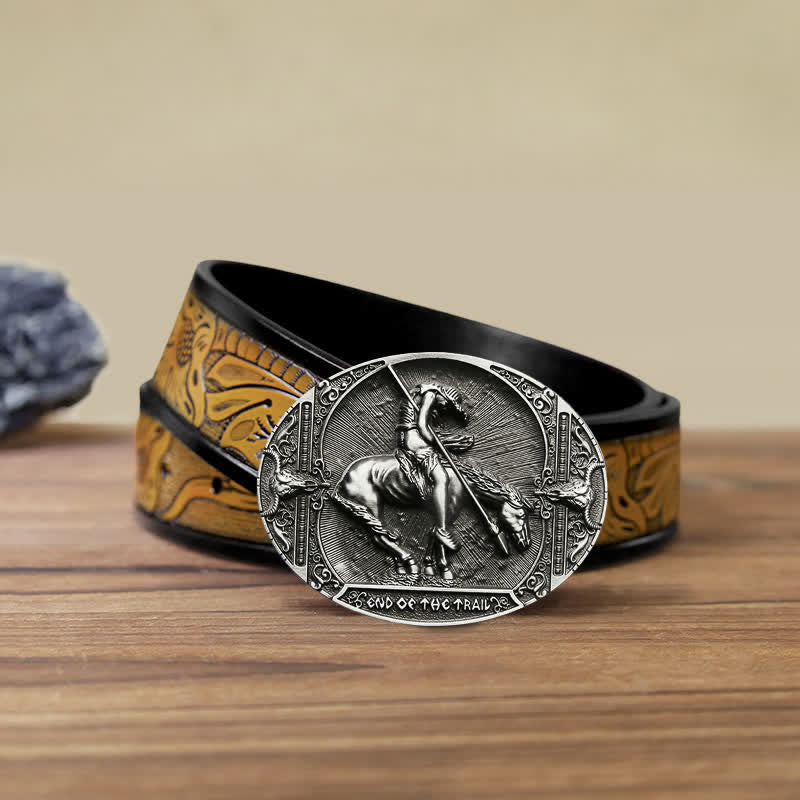 Cintura in pelle fai da te da uomo con fibbia a lancia da rodeo