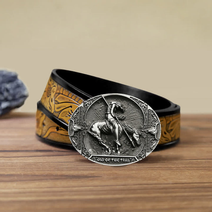 Cintura in pelle fai da te da uomo con fibbia a lancia da rodeo