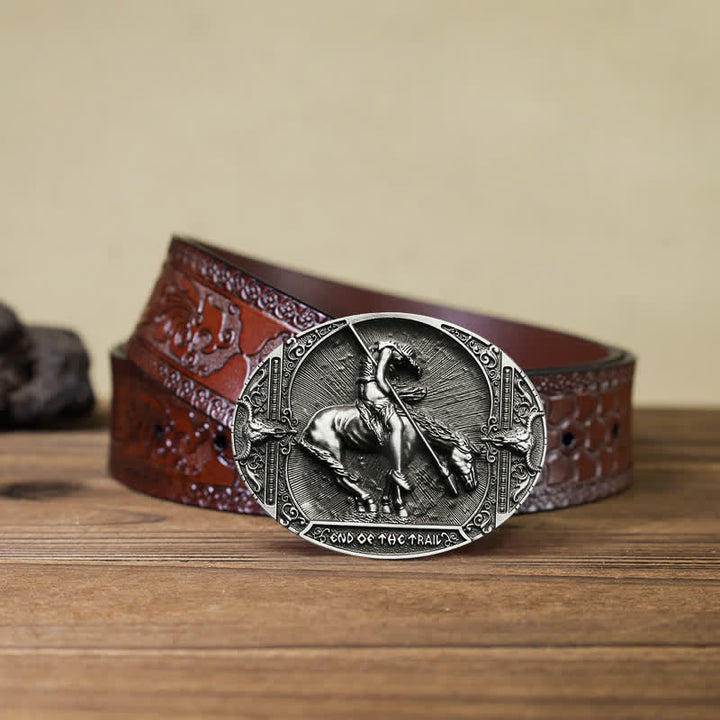 Cintura in pelle fai da te da uomo con fibbia a lancia da rodeo