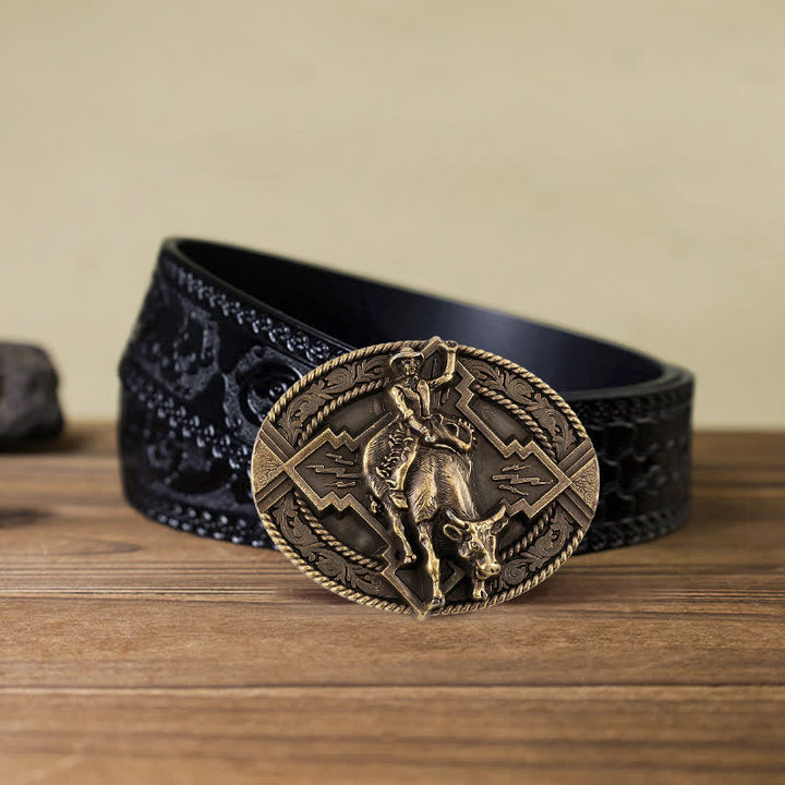 Cintura in pelle con fibbia da rodeo bull rider fai da te da uomo