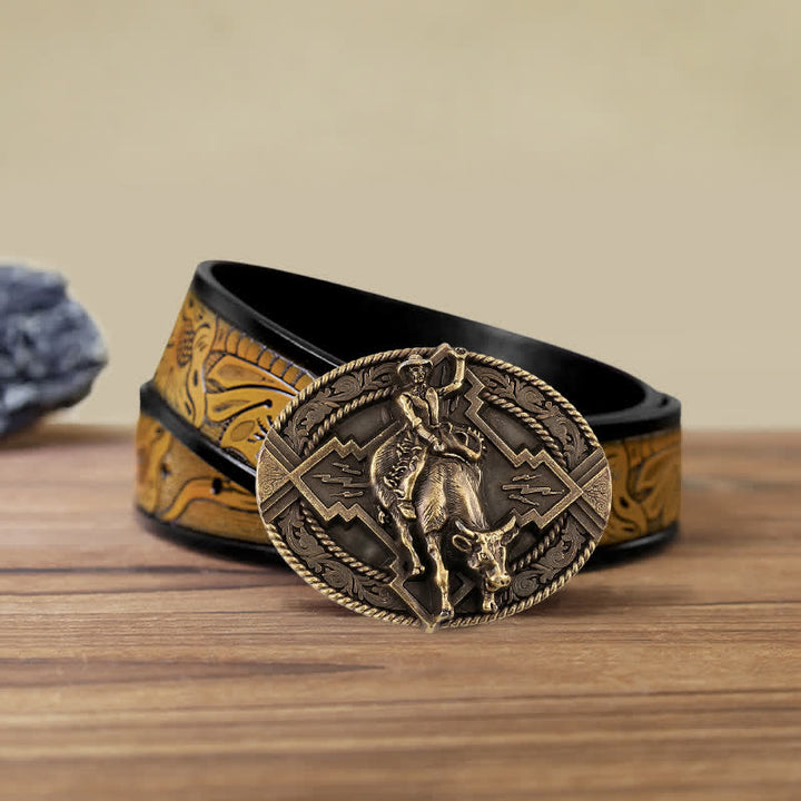 Cintura in pelle con fibbia da rodeo bull rider fai da te da uomo