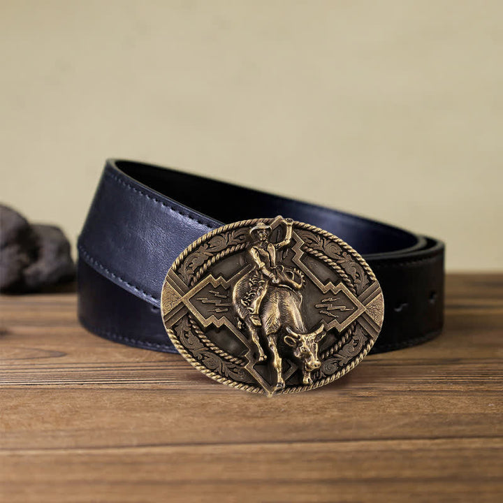 Cintura in pelle con fibbia da rodeo bull rider fai da te da uomo