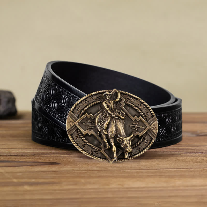 Cintura in pelle con fibbia da rodeo bull rider fai da te da uomo