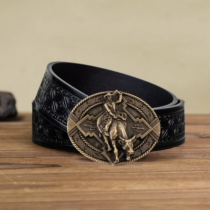 Cintura in pelle con fibbia da rodeo bull rider fai da te da uomo