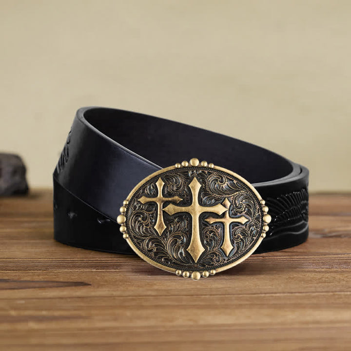Cintura in pelle con fibbia Attitude Three Crosses fai da te da uomo