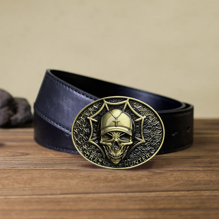 Cintura in pelle con fibbia a teschio Crazy Hunter fai da te da uomo